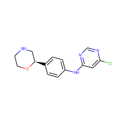 Clc1cc(Nc2ccc([C@@H]3CNCCO3)cc2)ncn1 ZINC000150027660