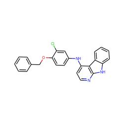 Clc1cc(Nc2ccnc3[nH]c4ccccc4c23)ccc1OCc1ccccc1 ZINC000169312104