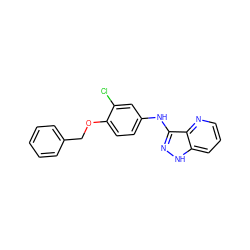 Clc1cc(Nc2n[nH]c3cccnc23)ccc1OCc1ccccc1 ZINC000167041697