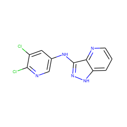 Clc1cc(Nc2n[nH]c3cccnc23)cnc1Cl ZINC000167035609