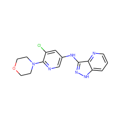 Clc1cc(Nc2n[nH]c3cccnc23)cnc1N1CCOCC1 ZINC000166971967