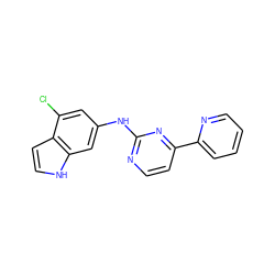 Clc1cc(Nc2nccc(-c3ccccn3)n2)cc2[nH]ccc12 ZINC000144251865