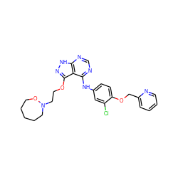 Clc1cc(Nc2ncnc3[nH]nc(OCCN4CCCCCO4)c23)ccc1OCc1ccccn1 ZINC000029128713