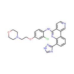 Clc1cc(OCCN2CCOCC2)ccc1Nc1nc2c(-c3nc[nH]n3)cccc2c2cnccc12 ZINC000073160850