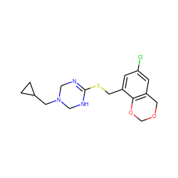 Clc1cc2c(c(CSC3=NCN(CC4CC4)CN3)c1)OCOC2 ZINC000001042620