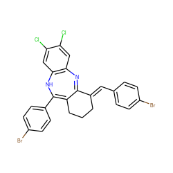 Clc1cc2c(cc1Cl)NC(c1ccc(Br)cc1)=C1CCC/C(=C\c3ccc(Br)cc3)C1=N2 ZINC000103270131