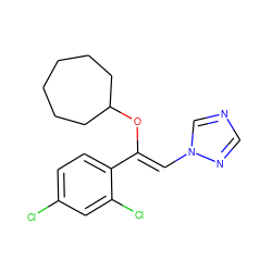 Clc1ccc(/C(=C/n2cncn2)OC2CCCCCC2)c(Cl)c1 ZINC000026268481