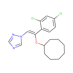 Clc1ccc(/C(=C/n2cncn2)OC2CCCCCCC2)c(Cl)c1 ZINC000026274711