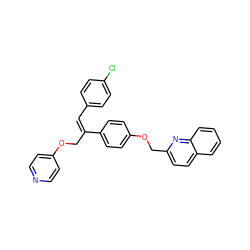 Clc1ccc(/C=C(/COc2ccncc2)c2ccc(OCc3ccc4ccccc4n3)cc2)cc1 ZINC000095577554