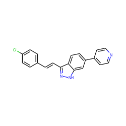 Clc1ccc(/C=C/c2n[nH]c3cc(-c4ccncc4)ccc23)cc1 ZINC000167071172