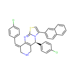 Clc1ccc(/C=C2/CNCC3=C2N=C2SC=C(c4ccc5ccccc5c4)N2[C@H]3c2ccc(Cl)cc2)cc1 ZINC001772610535