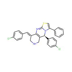 Clc1ccc(/C=C2\CNCC3=C2N=C2SC=C(c4ccccc4)N2[C@H]3c2ccc(Cl)cc2)cc1 ZINC000103230102