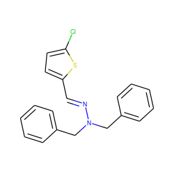 Clc1ccc(/C=N/N(Cc2ccccc2)Cc2ccccc2)s1 ZINC000026266787