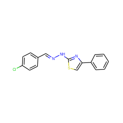 Clc1ccc(/C=N/Nc2nc(-c3ccccc3)cs2)cc1 ZINC000018059059