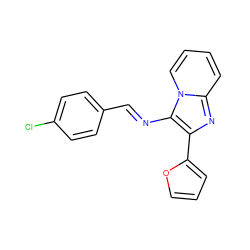 Clc1ccc(/C=N/c2c(-c3ccco3)nc3ccccn23)cc1 ZINC000013114169