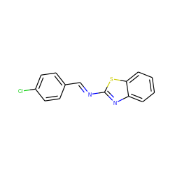 Clc1ccc(/C=N/c2nc3ccccc3s2)cc1 ZINC000000500040