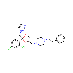 Clc1ccc([C@@]2(Cn3ccnc3)OC[C@@H](CN3CCN(CCc4ccccc4)CC3)O2)c(Cl)c1 ZINC000022933195