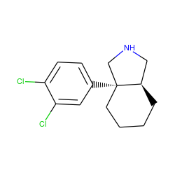 Clc1ccc([C@@]23CCCC[C@@H]2CNC3)cc1Cl ZINC000072112636