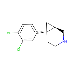 Clc1ccc([C@@]23CCNC[C@@H]2C3)cc1Cl ZINC000053229691