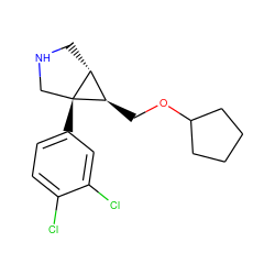 Clc1ccc([C@@]23CNC[C@@H]2[C@H]3COC2CCCC2)cc1Cl ZINC000045366519