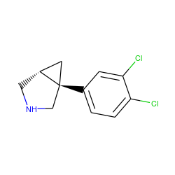 Clc1ccc([C@@]23CNC[C@@H]2C3)cc1Cl ZINC000003973106