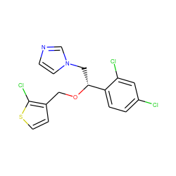 Clc1ccc([C@@H](Cn2ccnc2)OCc2ccsc2Cl)c(Cl)c1 ZINC000000608101