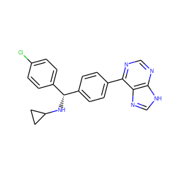 Clc1ccc([C@@H](NC2CC2)c2ccc(-c3ncnc4[nH]cnc34)cc2)cc1 ZINC000103265719