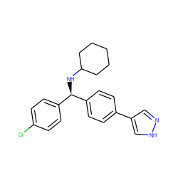 Clc1ccc([C@@H](NC2CCCCC2)c2ccc(-c3cn[nH]c3)cc2)cc1 ZINC000103265784