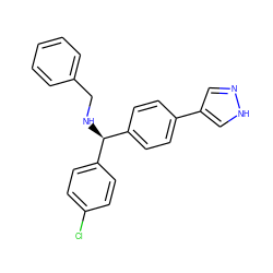 Clc1ccc([C@@H](NCc2ccccc2)c2ccc(-c3cn[nH]c3)cc2)cc1 ZINC000103265795
