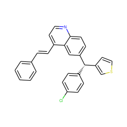 Clc1ccc([C@@H](c2ccsc2)c2ccc3nccc(/C=C/c4ccccc4)c3c2)cc1 ZINC001772636360