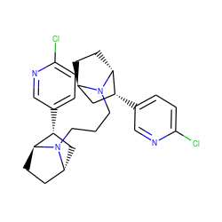 Clc1ccc([C@@H]2C[C@@H]3CC[C@@H]2N3CCCN2[C@@H]3CC[C@@H]2[C@H](c2ccc(Cl)nc2)C3)cn1 ZINC000100022459