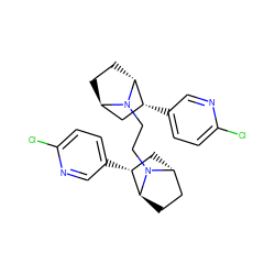 Clc1ccc([C@@H]2C[C@@H]3CC[C@@H]2N3CCN2[C@@H]3CC[C@@H]2[C@H](c2ccc(Cl)nc2)C3)cn1 ZINC000100022488