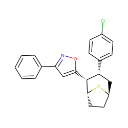 Clc1ccc([C@@H]2C[C@H]3CC[C@@H](S3)[C@@H]2c2cc(-c3ccccc3)no2)cc1 ZINC000169335228