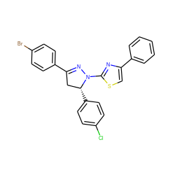 Clc1ccc([C@@H]2CC(c3ccc(Br)cc3)=NN2c2nc(-c3ccccc3)cs2)cc1 ZINC000072177571