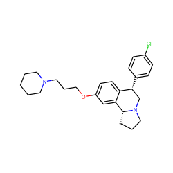 Clc1ccc([C@@H]2CN3CCC[C@@H]3c3cc(OCCCN4CCCCC4)ccc32)cc1 ZINC000028885621