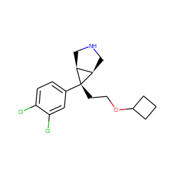 Clc1ccc([C@]2(CCOC3CCC3)[C@H]3CNC[C@H]32)cc1Cl ZINC000101980219