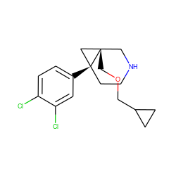 Clc1ccc([C@]23CCNC[C@@]2(COCC2CC2)C3)cc1Cl ZINC000053243562