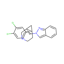 Clc1ccc([C@]23CCNC[C@@]2(Cn2cc4ccccc4n2)C3)cc1Cl ZINC000072113629