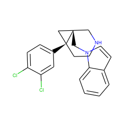 Clc1ccc([C@]23CCNC[C@@]2(Cn2ccc4ccccc42)C3)cc1Cl ZINC000072113035