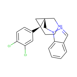 Clc1ccc([C@]23CCNC[C@@]2(Cn2ncc4ccccc42)C3)cc1Cl ZINC000072116471