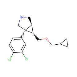 Clc1ccc([C@]23CNC[C@H]2[C@H]3COCC2CC2)cc1Cl ZINC000045389037