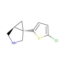 Clc1ccc([C@]23CNC[C@H]2C3)s1 ZINC000040845293