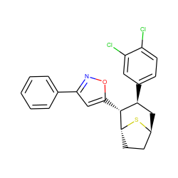 Clc1ccc([C@H]2C[C@H]3CC[C@@H](S3)[C@@H]2c2cc(-c3ccccc3)no2)cc1Cl ZINC000169335827