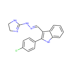 Clc1ccc(-c2[nH]c3ccccc3c2/C=N/NC2=NCCN2)cc1 ZINC000165949409