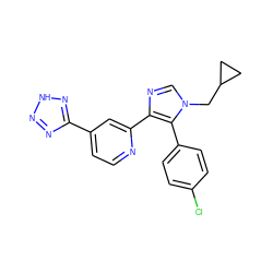 Clc1ccc(-c2c(-c3cc(-c4nn[nH]n4)ccn3)ncn2CC2CC2)cc1 ZINC000225942407