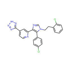 Clc1ccc(-c2c(-c3cc(-c4nn[nH]n4)ccn3)ncn2CCc2ccccc2Cl)cc1 ZINC000225944751