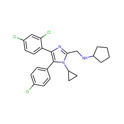 Clc1ccc(-c2c(-c3ccc(Cl)cc3Cl)nc(CNC3CCCC3)n2C2CC2)cc1 ZINC000043062858