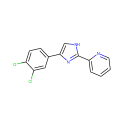 Clc1ccc(-c2c[nH]c(-c3ccccn3)n2)cc1Cl ZINC000013553758