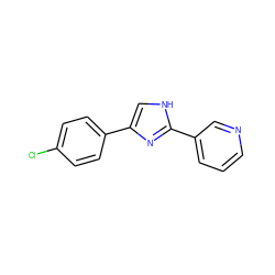 Clc1ccc(-c2c[nH]c(-c3cccnc3)n2)cc1 ZINC000013553750