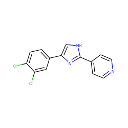 Clc1ccc(-c2c[nH]c(-c3ccncc3)n2)cc1Cl ZINC000013553759